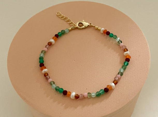 Buntes Perlenarmband bunten Edelsteinen, Armband mit Geburtssteinen
