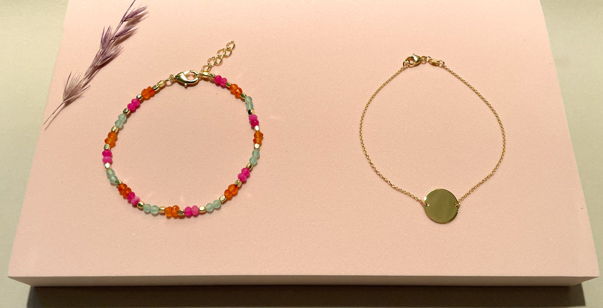 Gold Armband mit Gravur-Plättchen aus 585er Gelbgold