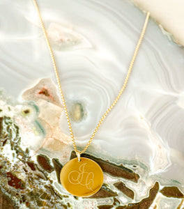 Gold Kette mit Gravur Plättchen Anhänger aus 585er Gelbgold