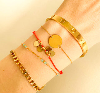 Gold Armband mit Gravur-Plättchen aus 585er Gelbgold