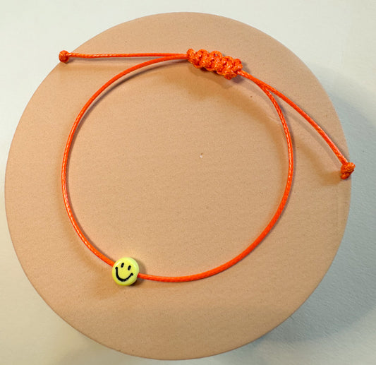 Orange Smiley Armband - Nylon & Perlen Armband