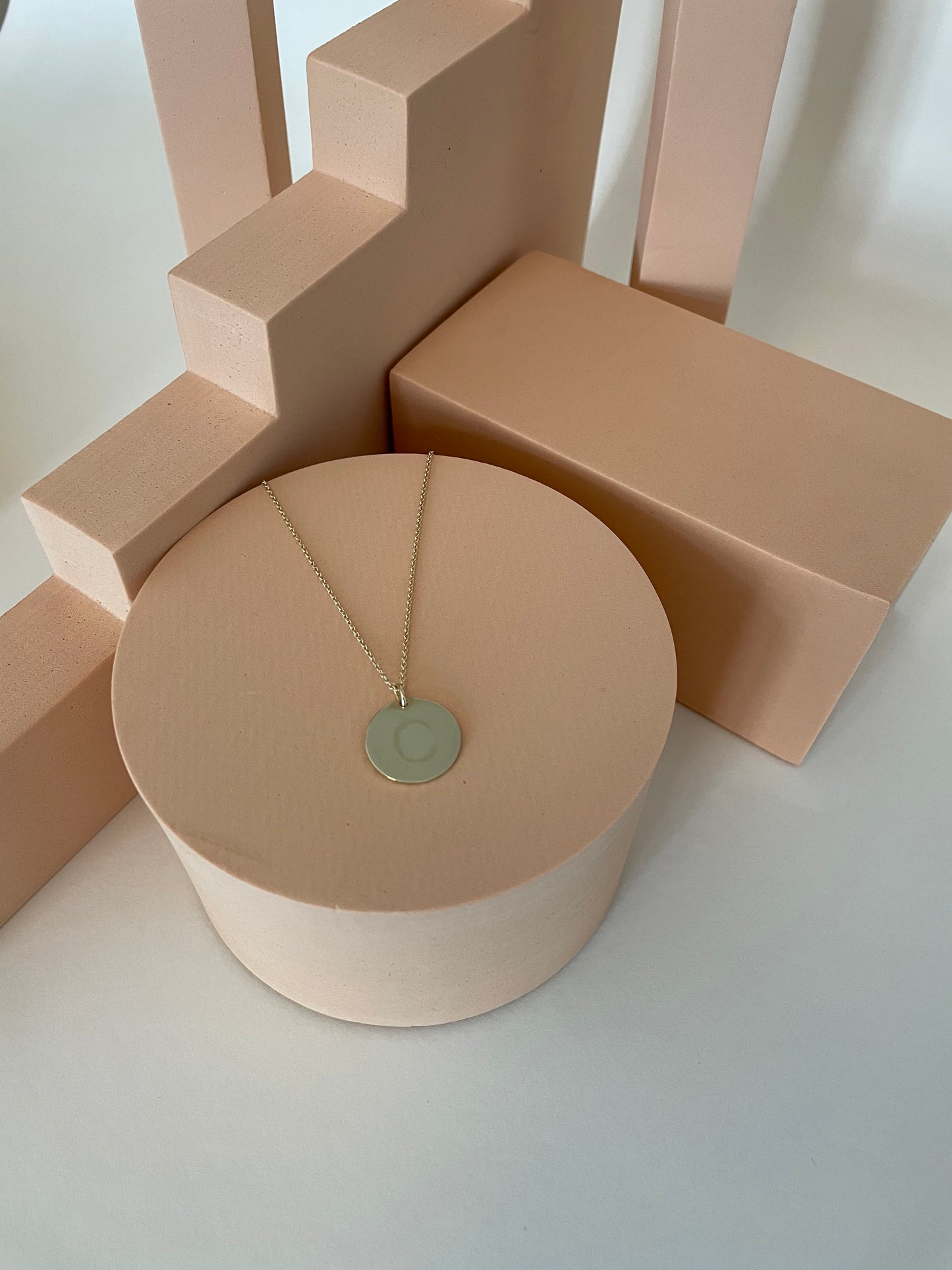 Gold Kette mit Gravur Plättchen Anhänger aus 585er Gelbgold
